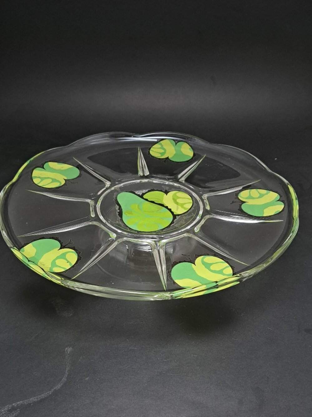 VTG Georges Briard Forbidden Fruit Pageant Glass Divided Serving Plate Appetizer